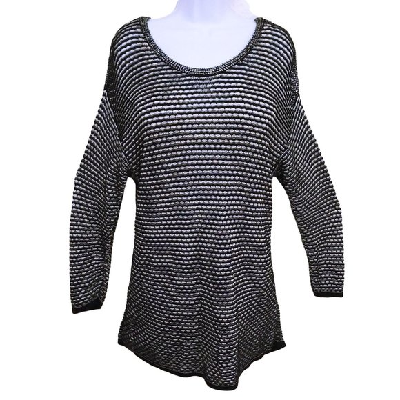 Pendleton Woolen Mills Tunic Sweater -XL Loose Knit Striped Crewneck Navy White - Picture 1 of 11